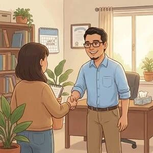 Paciente graduado de terapia para ansiedad